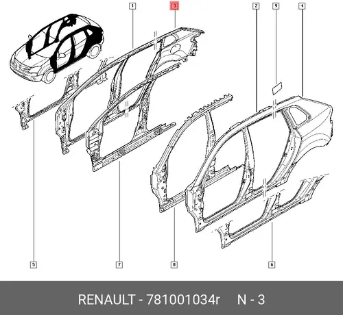 Крыло RENAULT 781001034R