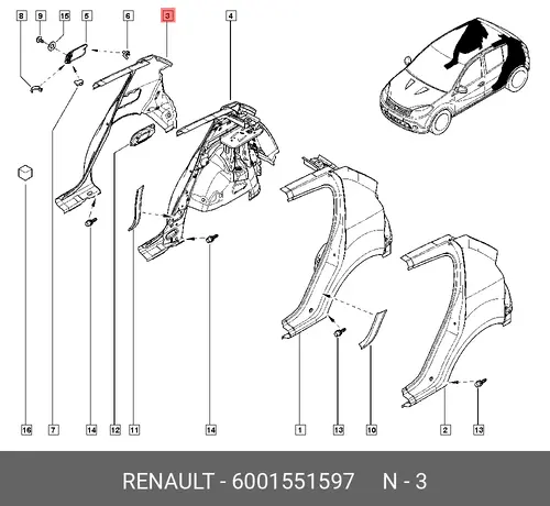 Крыло RENAULT 6001551597
