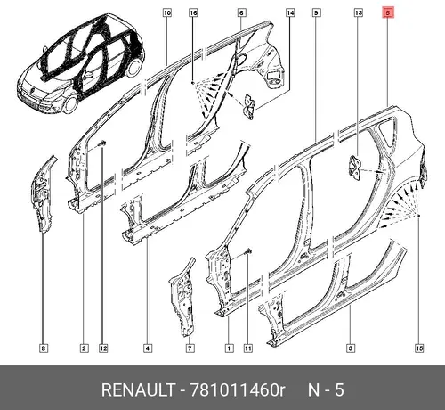 Крыло RENAULT 781011460R