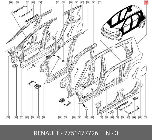 Крыло RENAULT 7751477726