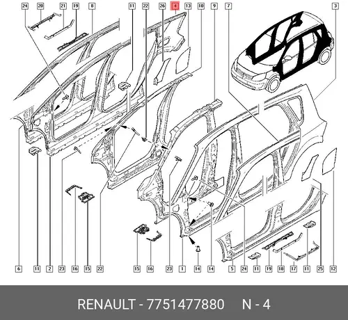 Крыло RENAULT 7751477880