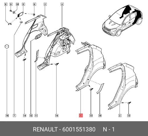 Крыло RENAULT 6001551380