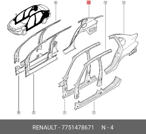Крыло RENAULT 7751478671