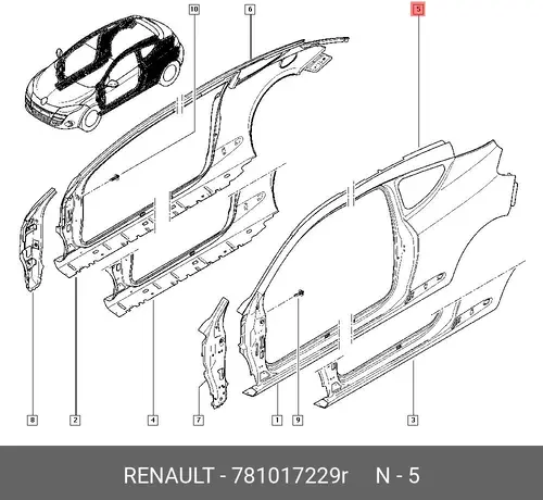 Крыло RENAULT 781017229R