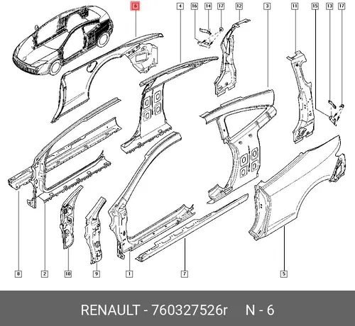 Крыло RENAULT 760327526R