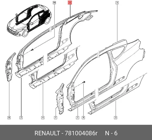 Крыло RENAULT 781004086R