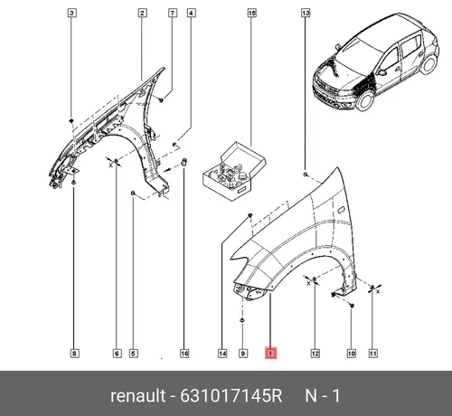 Крыло RENAULT 631017145R