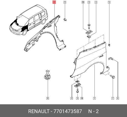 Крыло RENAULT 7701473587