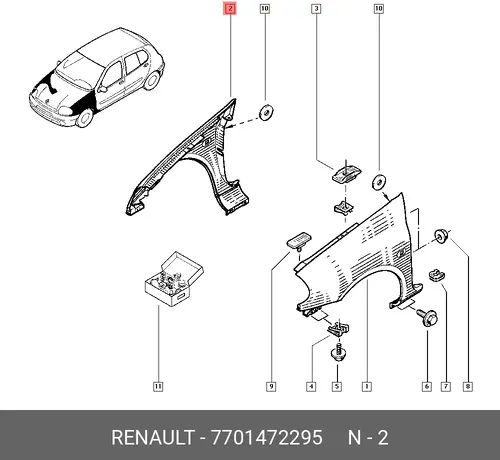 Крыло RENAULT 7701472295