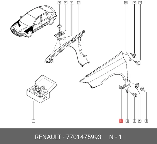 Крыло RENAULT 7701475993
