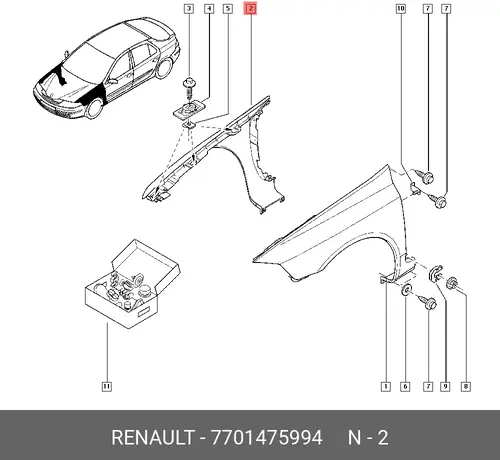 Крыло RENAULT 7701475994