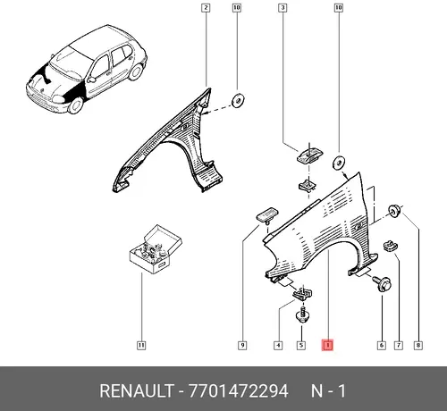 Крыло RENAULT 7701472294