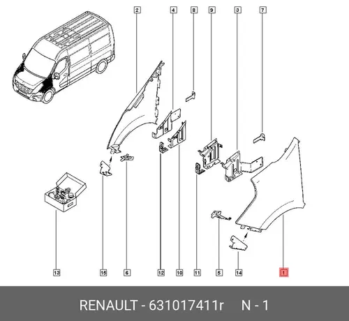 Крыло RENAULT 631017411R