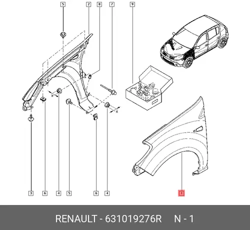 Крыло RENAULT 631019276R