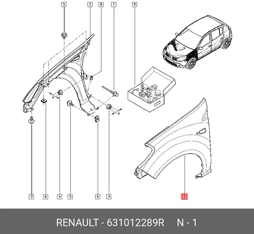 Крыло RENAULT 631012289R