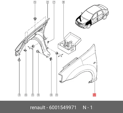 Крыло RENAULT 6001549971
