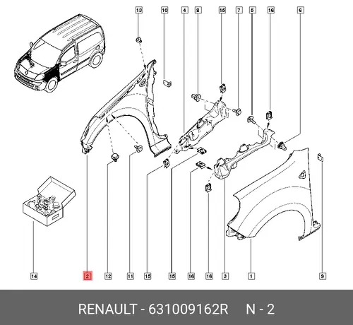 Крыло RENAULT 631009162R