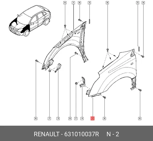 Крыло RENAULT 631010037R