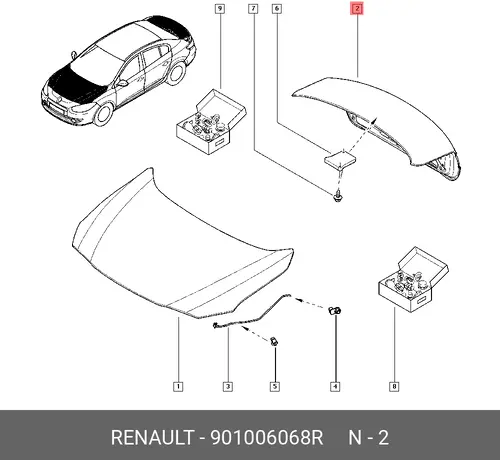 КРЫШКА БАГАЖНИКА (МЕТ) 901006068R RENAULT