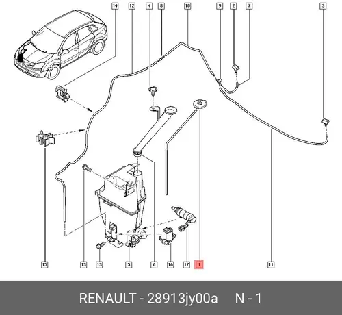 Крышка бачка стеклоомывателя RENAULT 28913JY00A