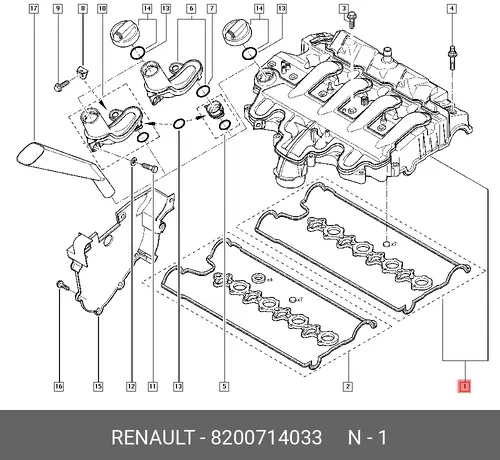 Прокладка клапанной крышки RENAULT 8200714033
