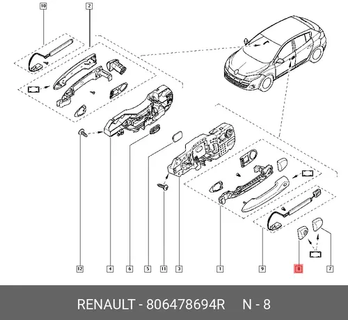 накладка ручки двери пер!\ Renault 806478694R