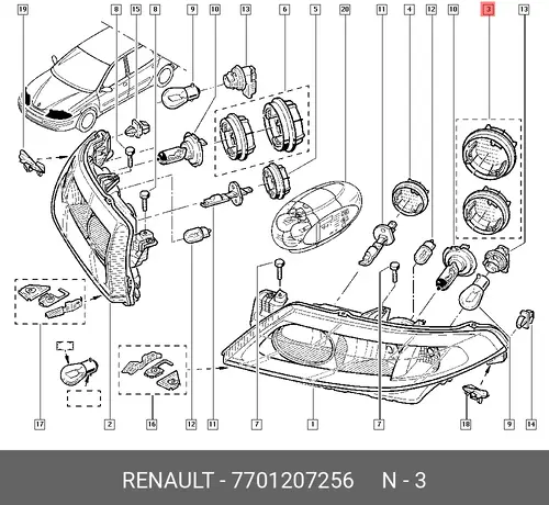  7701207256 ЗАГЛУШКИ ФАР RENAULT
