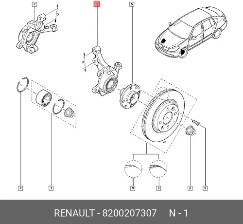 Кулак поворотный RENAULT 8200207307