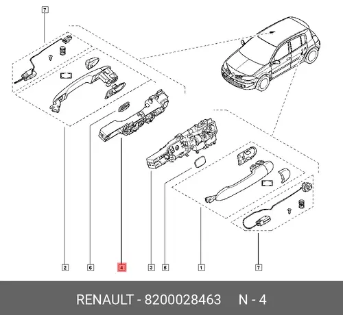 Ручка двери RENAULT 8200028463