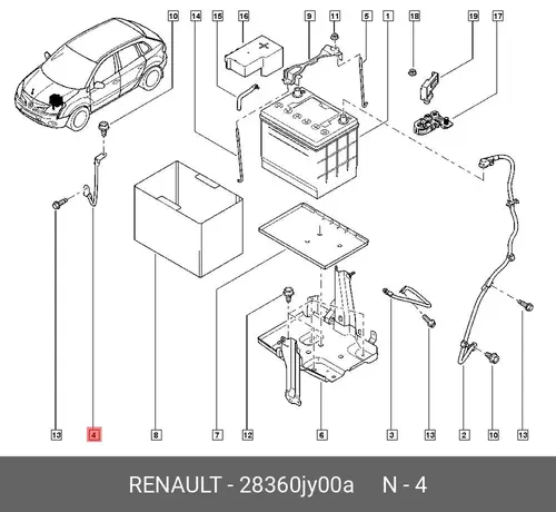 Перемычка АКБ RENAULT 28360JY00A