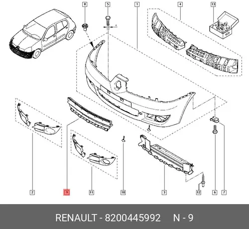 Решетка радиатора RENAULT 8200445992