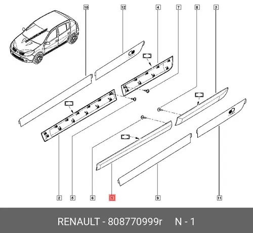 Молдинг двери 808770999R RENAULT