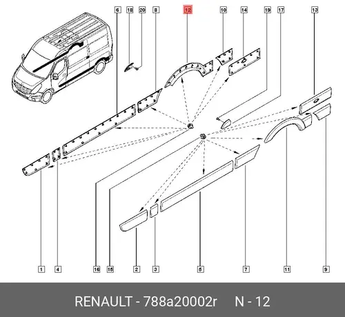  МОЛДИНГ КРЫЛА ПРАВ 788A20002R RENAULT