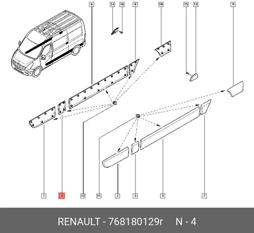 МОЛДИНГ ПРАВЫЙ (RENAULT) 768180129R