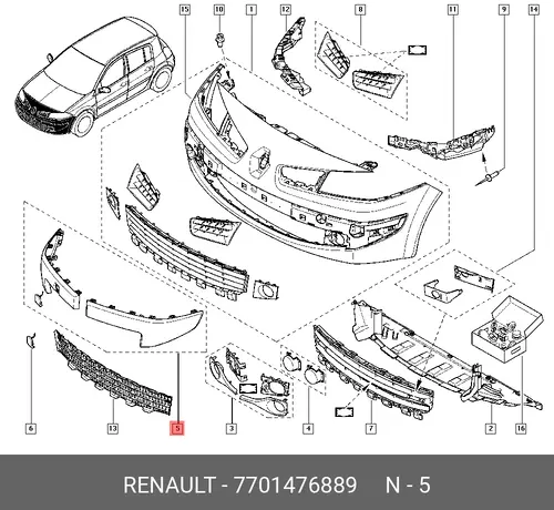 Молдинг бампеpа 7701476889 RENAULT
