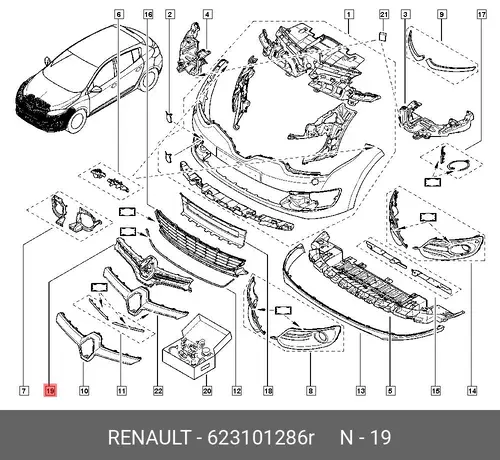 Решетка радиатора RENAULT 623101286R