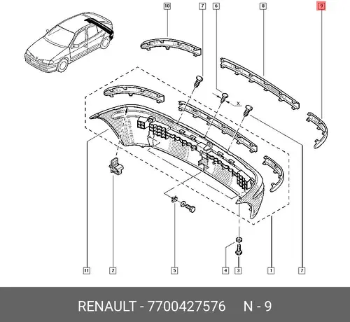 НАКЛАДКА БАМПЕРА (ПЛАС) 7700427576 RENAULT
