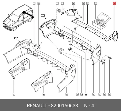 НАКЛАДКА БАМПЕРА (ПЛАС) 8200150633 RENAULT
