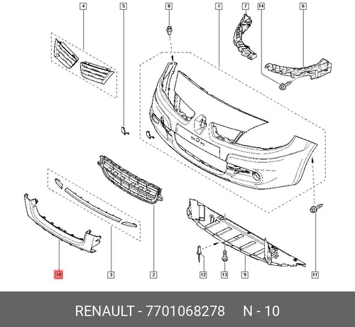 НАКЛАДКА БАМПЕРА ДЕКОР (ПЛАС) 7701068278 RENAULT