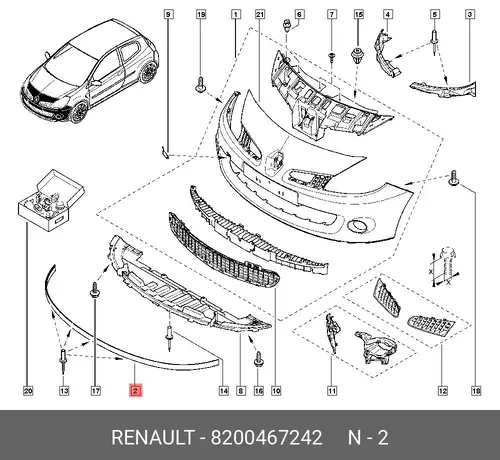 НАКЛАДКА БАМПЕРА ПЕР (ПЛАС) 8200467242 RENAULT