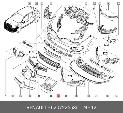 620722558R НАКЛАДКА БАМПЕРА ПЕР. (ПЛАС) RENAULT