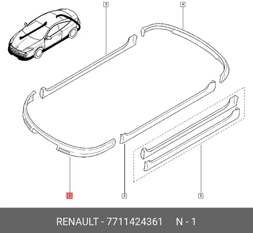 НАКЛАДКА БАМПЕРА ПЕР. ДЕКОР (ПЛАС) 7711424361 RENAULT