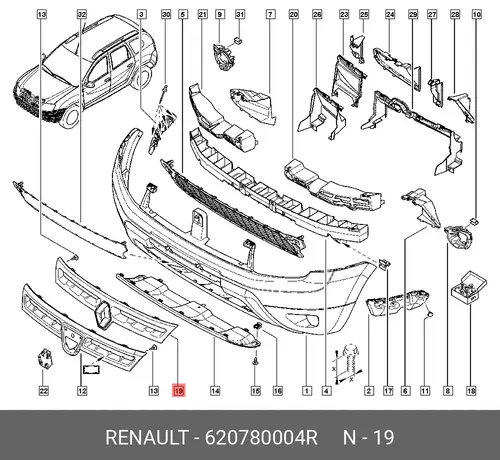 Решетка радиатора RENAULT 620780004R