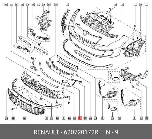  НАКЛАДКА БАМПЕРА ПЕР (ПЛАС) 620720172R RENAULT