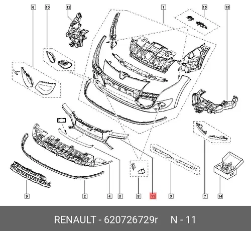 НАКЛАДКА ПЕРЕДНЕГО БАМПЕРА 620726729R RENAULT
