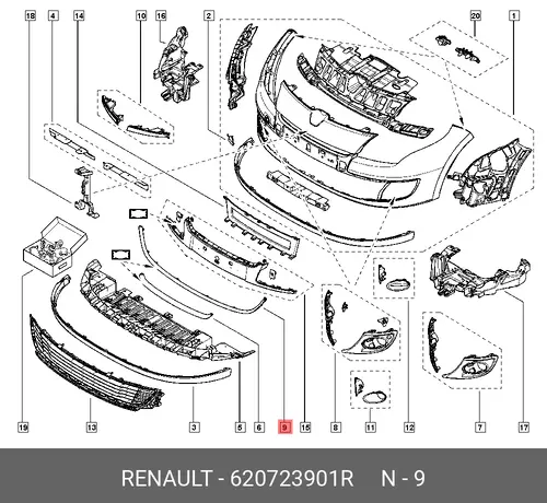  НАКЛАДКА БАМПЕРА ПЕР ХРОМ 620723901R RENAULT