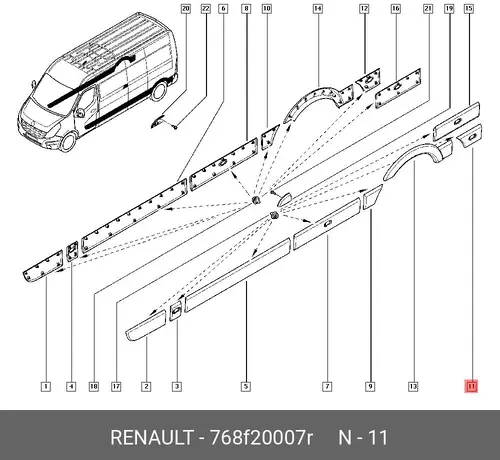 НАКЛАДКА БОКОВИНЫ MASTER 3 768F20007R RENAULT