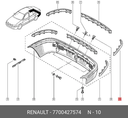  Накладка бампера 7700427574 RENAULT