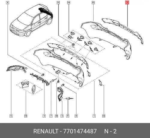 НАКЛАДКА ЗАД БАМПЕРА (ПЛАС) 7701474487 RENAULT