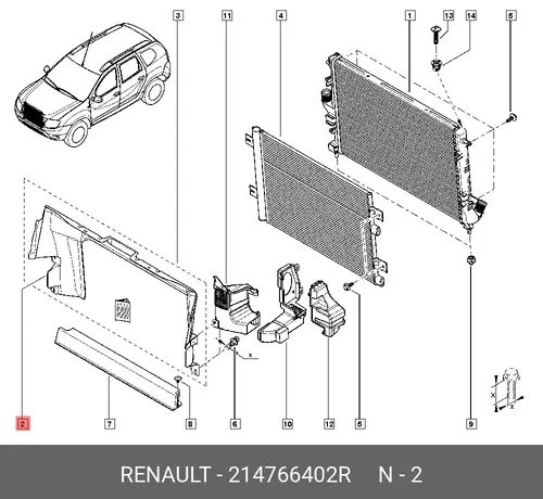дефлектор радиатора!\ Renault 214766402R